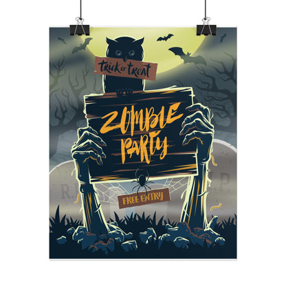Zombie Party Rolled Posters | Halloween Decor, Spooky Wall Art, Trick or Treat Party, Haunted House Decoration, Gift for Halloween Lovers