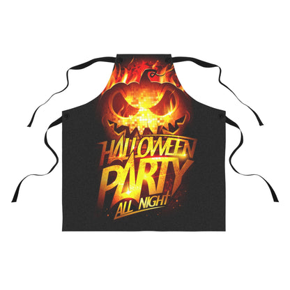Halloween Party Apron with Fiery Pumpkin Design, Unique Gift for Chefs, Cooking Enthusiasts, Holiday Decor, Kitchen Celebration Supplies