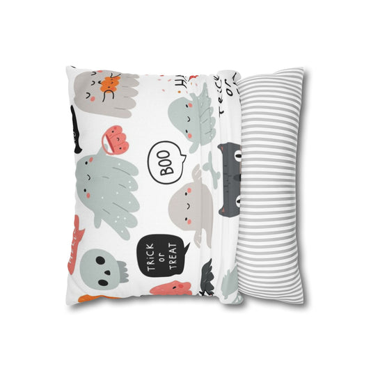 Halloween-Themed Throw Pillow, Spooky Decor, Ghost Pillowcase, Trick or Treat Cushion Cover, Cozy Fall Home Accents, Halloween Gift Ideas