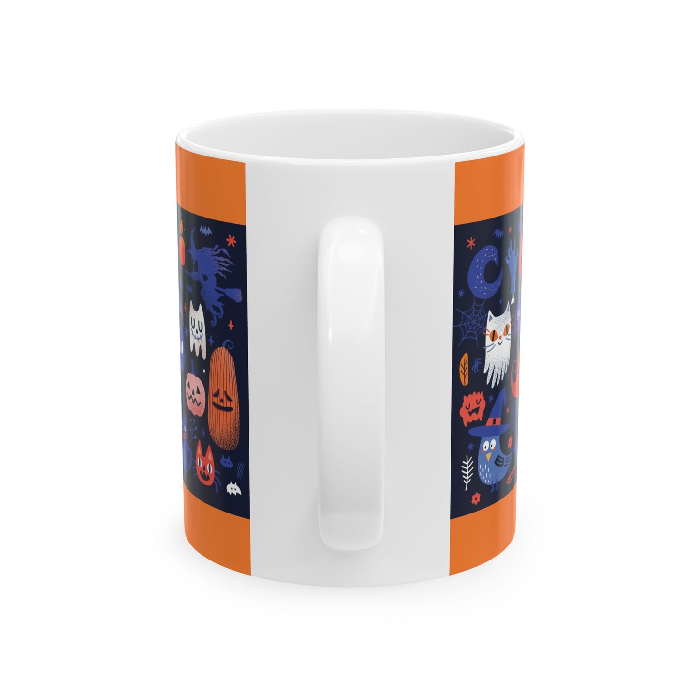 Halloween Themed Ceramic Mug with Spooky Designs, Trick or Treat Coffee Cup, Festive Drinkware for Halloween, Cute Ghost and Pumpkin
