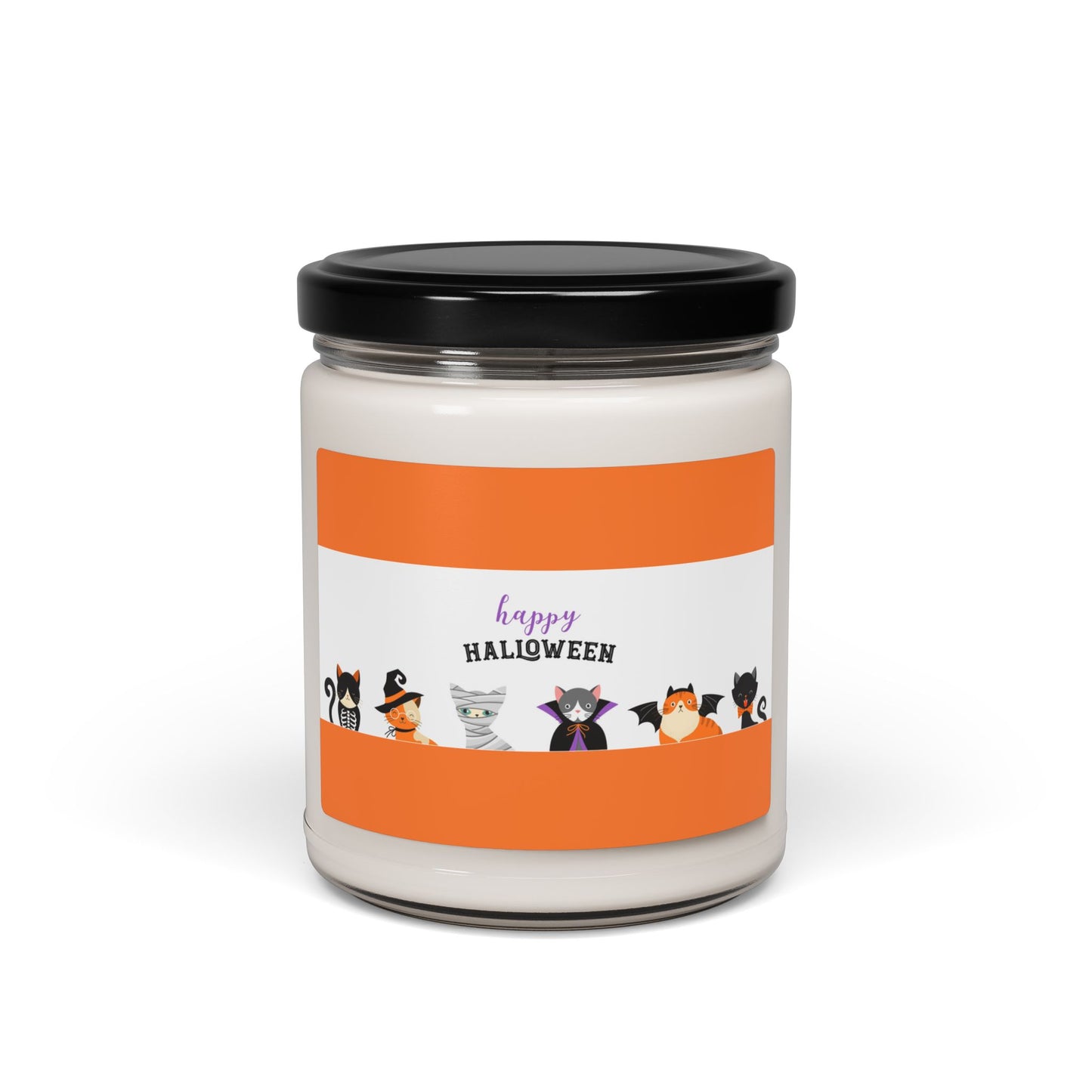 Halloween Scented Soy Candle, 9oz - Perfect Gift for Halloween Parties, Cozy Fall Decor, Trick or Treat, Cat Lovers, Eco-Friendly Candle