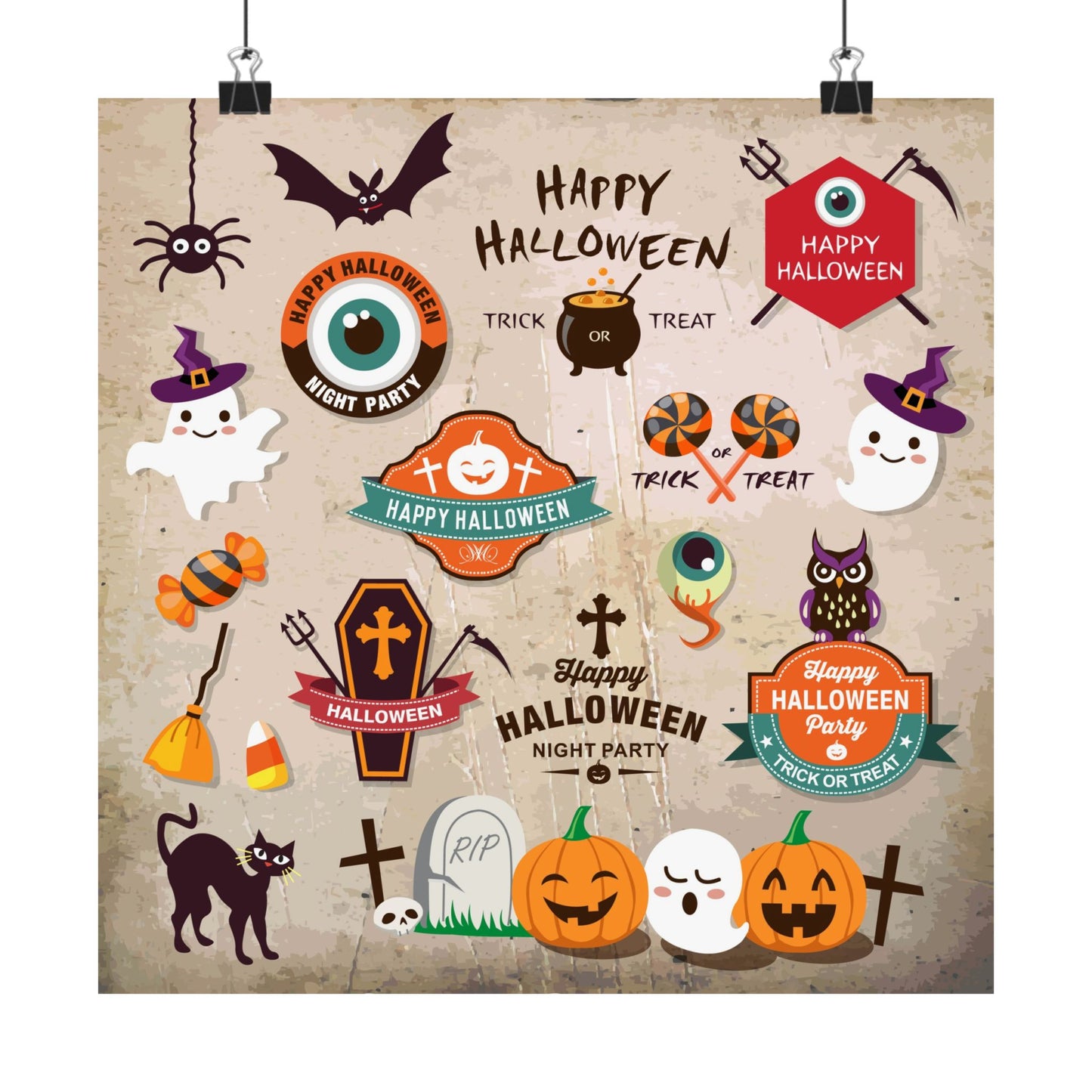 Halloween Matte Vertical Posters, Spooky Wall Art, Trick or Treat Decor, Holiday Party Decorations, Autumn Home Decor, Festive Wall Prints