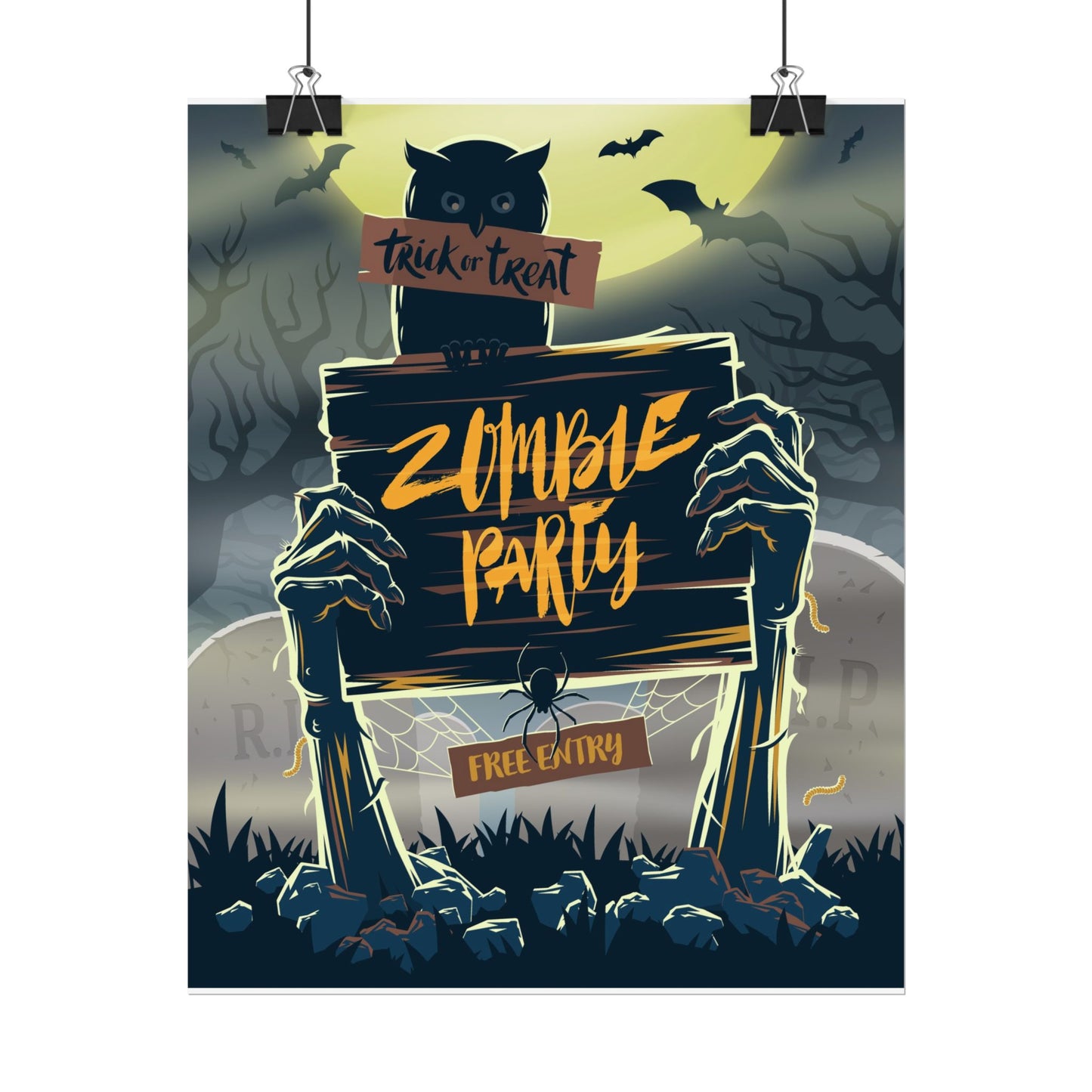 Zombie Party Rolled Posters | Halloween Decor, Spooky Wall Art, Trick or Treat Party, Haunted House Decoration, Gift for Halloween Lovers