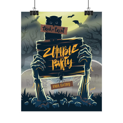 Zombie Party Rolled Posters | Halloween Decor, Spooky Wall Art, Trick or Treat Party, Haunted House Decoration, Gift for Halloween Lovers