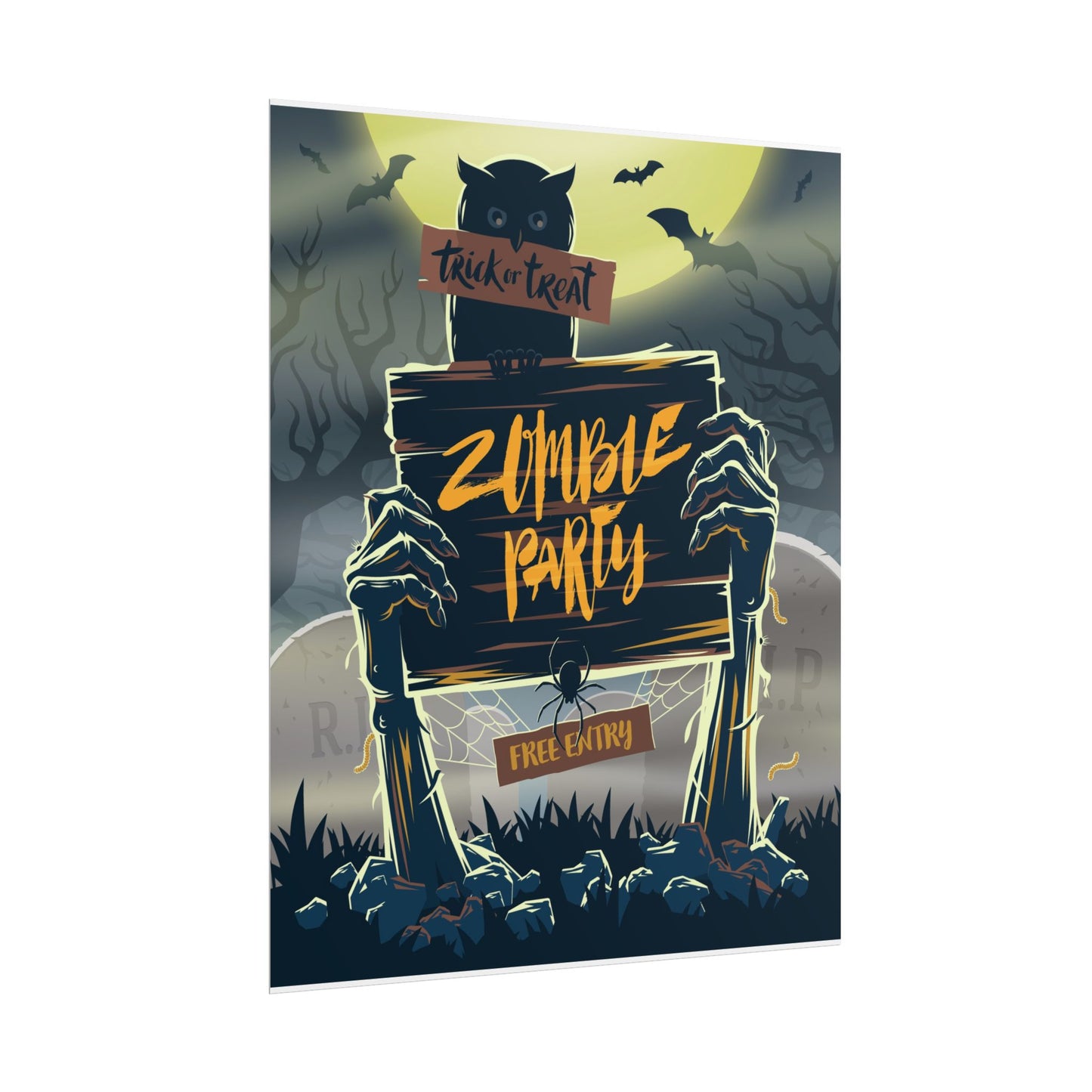 Zombie Party Rolled Posters | Halloween Decor, Spooky Wall Art, Trick or Treat Party, Haunted House Decoration, Gift for Halloween Lovers