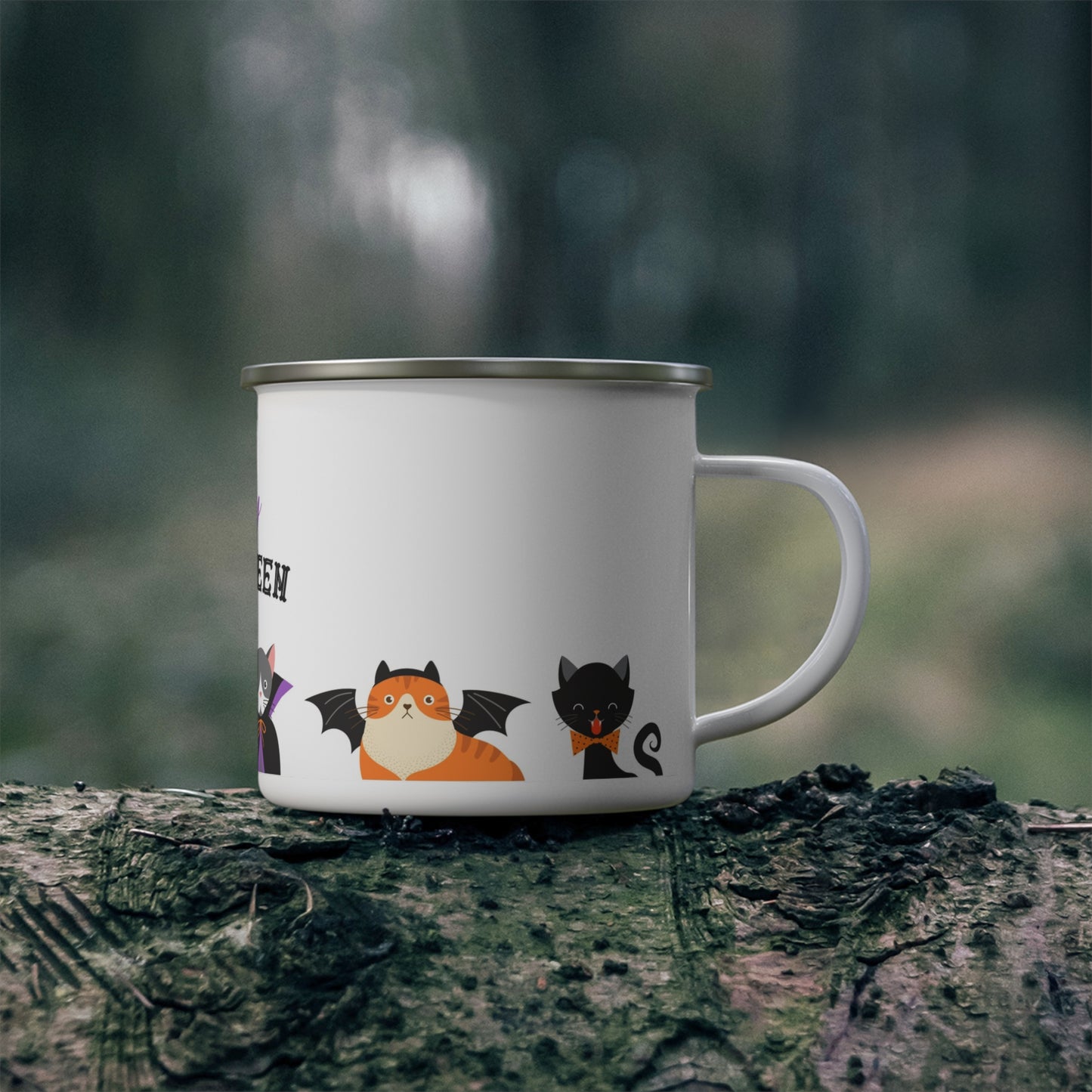 Halloween Enamel Camping Mug - Festive Drinkware for Spooky Season, Outdoor Adventures, Trick-or-Treating, Halloween Parties, Cozy