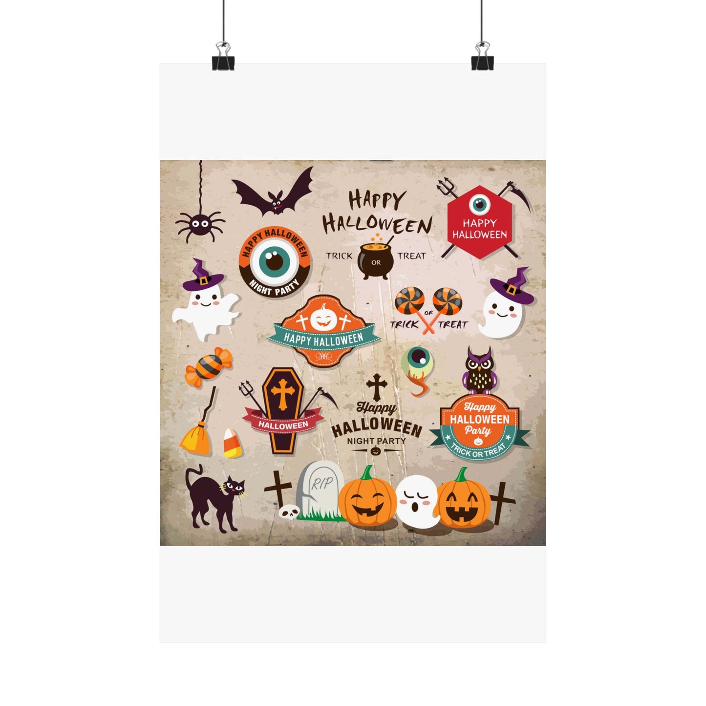 Halloween Matte Vertical Posters, Spooky Wall Art, Trick or Treat Decor, Holiday Party Decorations, Autumn Home Decor, Festive Wall Prints