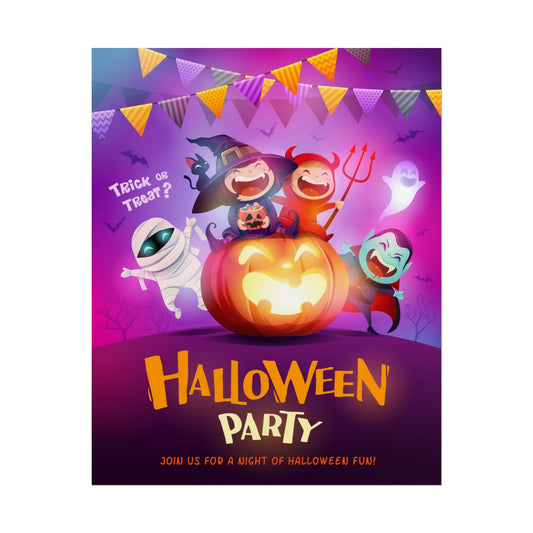 Halloween Party Rolled Poster, Spooky Wall Art for Kids, Halloween Decorations, Trick or Treat Decor, Fun Holiday Poster