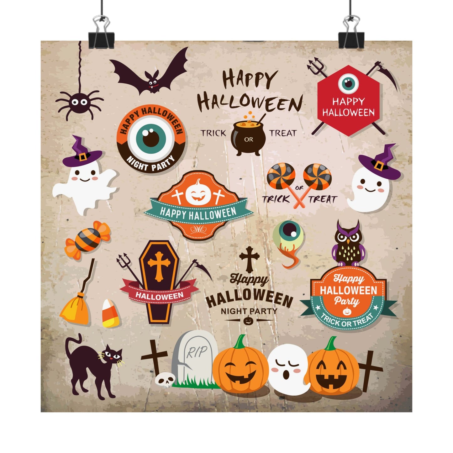 Halloween Matte Vertical Posters, Spooky Wall Art, Trick or Treat Decor, Holiday Party Decorations, Autumn Home Decor, Festive Wall Prints