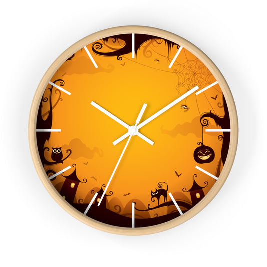 Halloween-Themed Wall Clock, Spooky Decor for Home, Unique Gift for Fall Celebrations, Autumn Decorations, Haunted House Clock