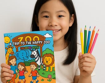 A Trip to the Happy Zoo – Zoo Animal Coloring Book for Kids – Fun Safari Adventure Activity Book for Ages 4–8