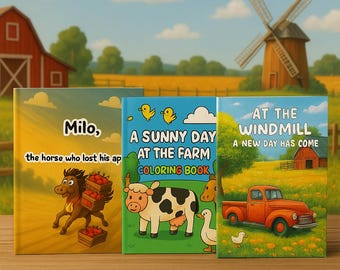 3-Book Farm Activity Bundle for Kids – Storybook and 2 Coloring Books – Rhyming, Calming, and Creative Fun for Ages 4–8, Preschool