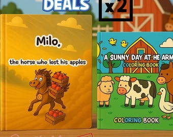 2-Book Farm Animal Bundle for Kids – Rhyming Storybook and Coloring Book – Fun Educational Gift Set for Ages 4–8, Preschool, Toddler