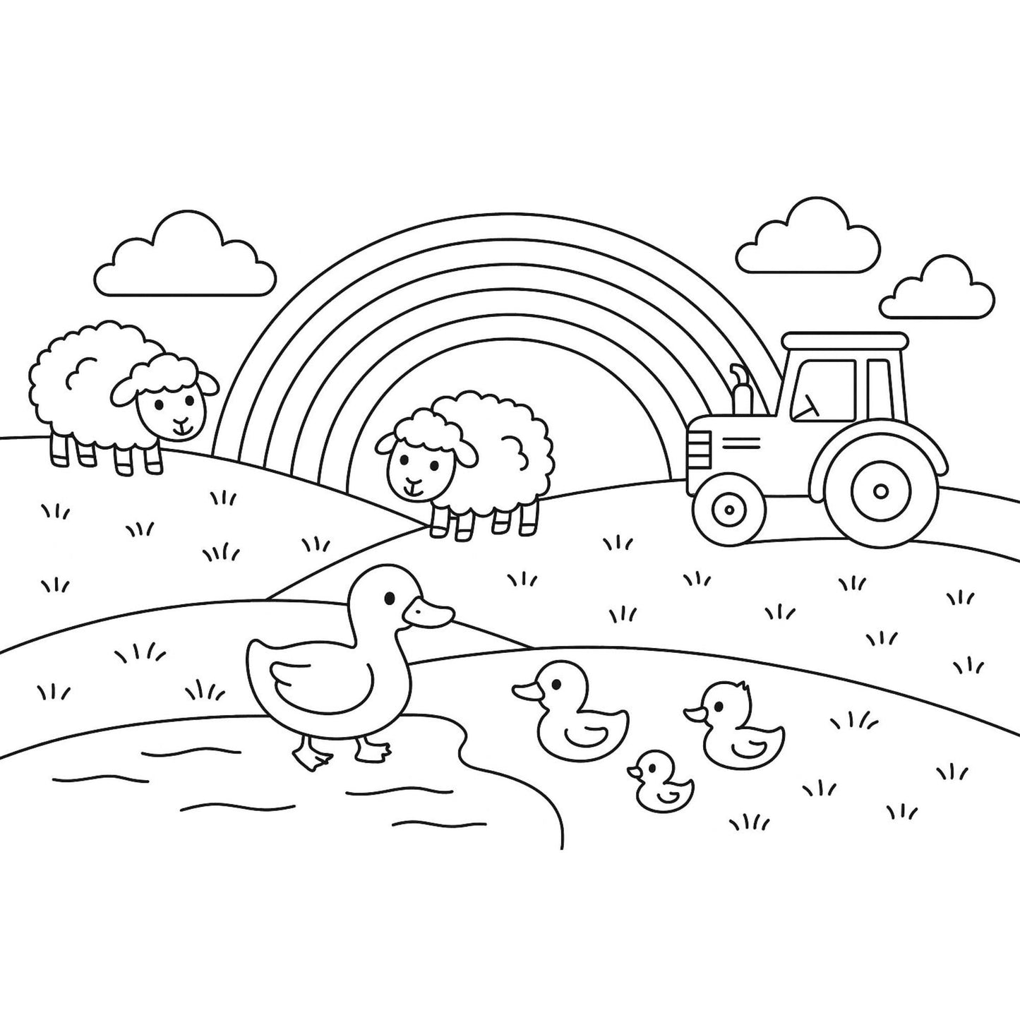 Sunny Day at the Farm Coloring Book for Kids – Fun Farm Animal Activity Book for Toddlers, Preschool, Ages 4–8, Educational Gift