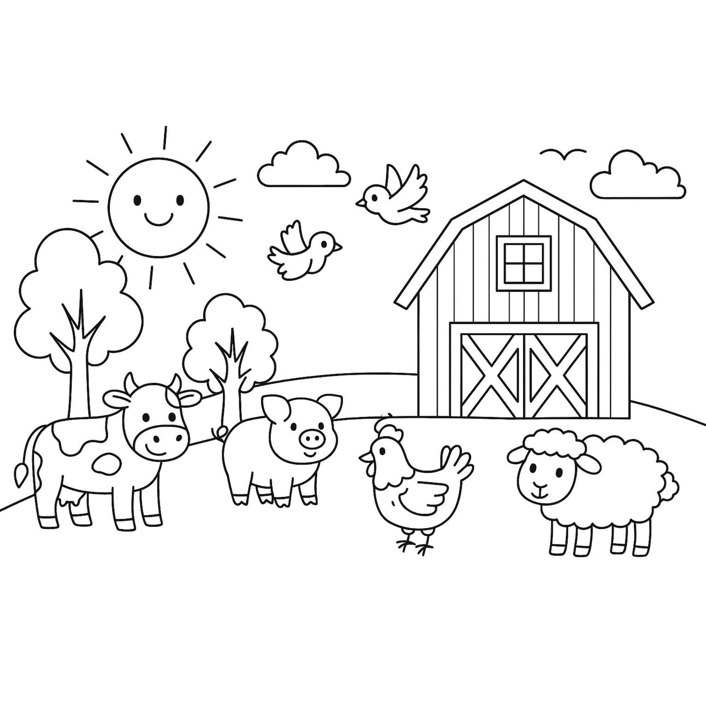 Sunny Day at the Farm Coloring Book for Kids – Fun Farm Animal Activity Book for Toddlers, Preschool, Ages 4–8, Educational Gift