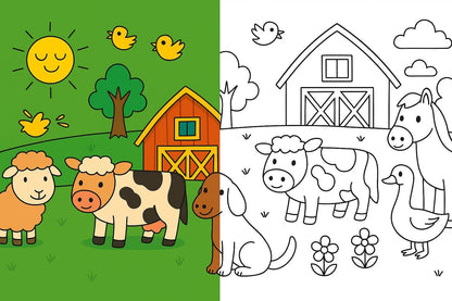 Sunny Day at the Farm Coloring Book for Kids – Fun Farm Animal Activity Book for Toddlers, Preschool, Ages 4–8, Educational Gift
