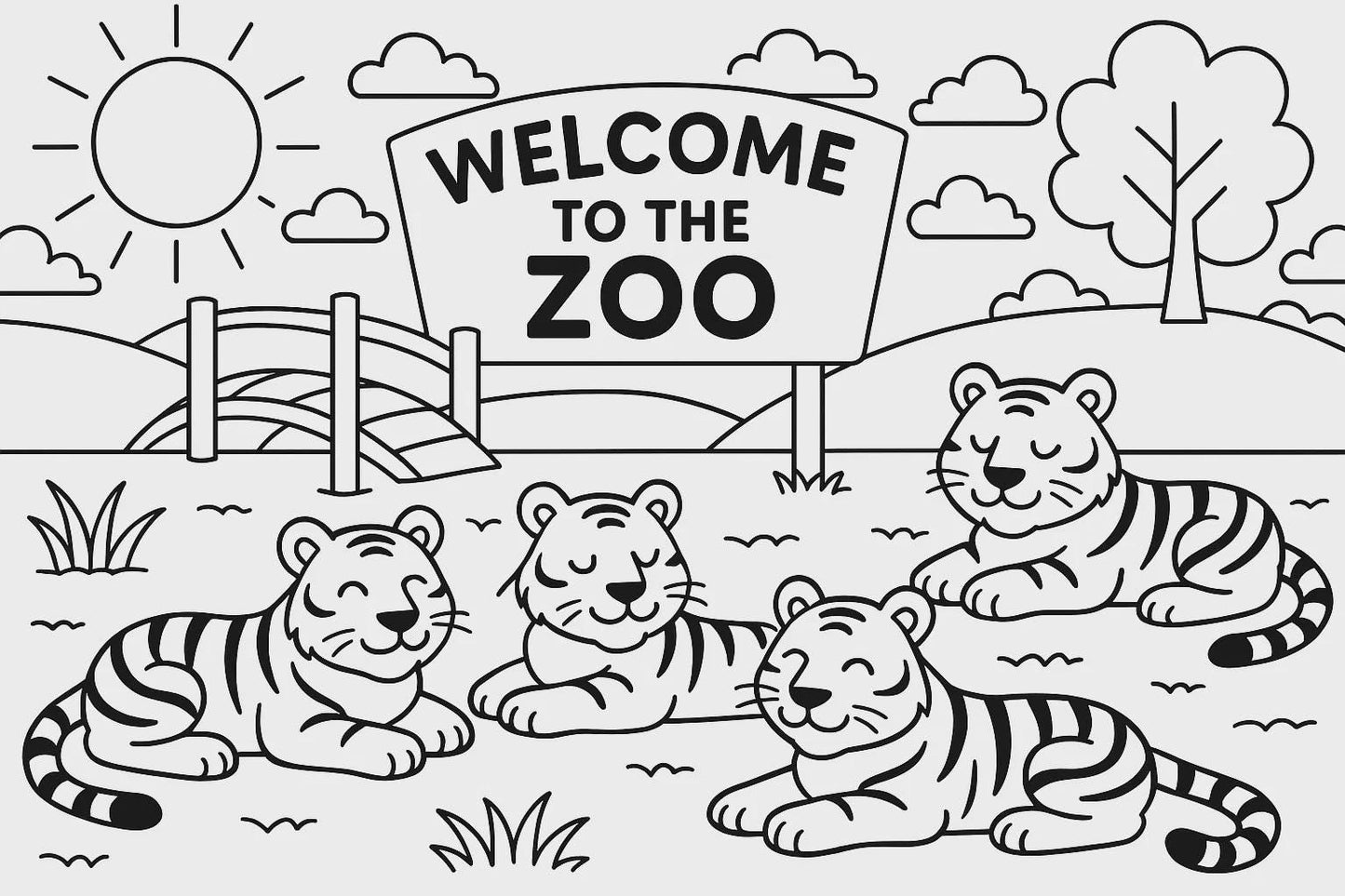 A Trip to the Happy Zoo – Zoo Animal Coloring Book for Kids – Fun Safari Adventure Activity Book for Ages 4–8