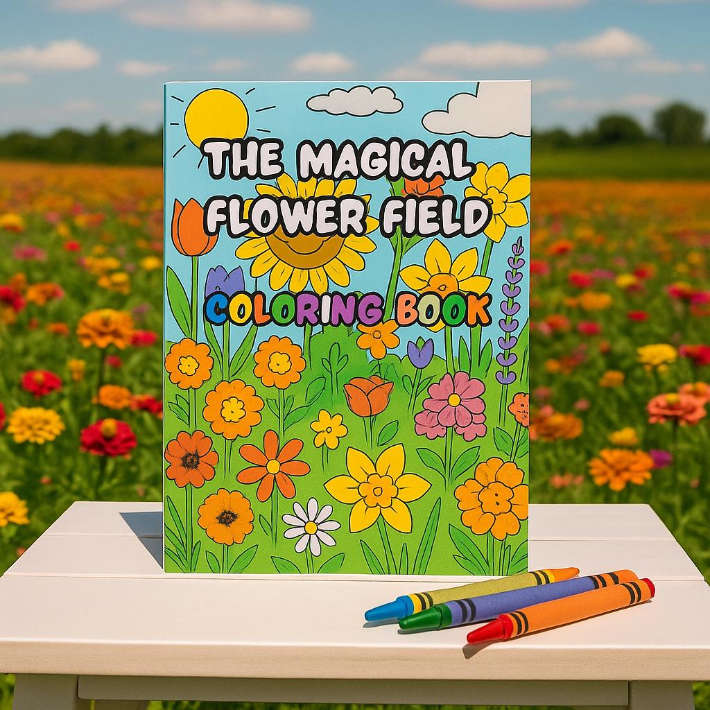 The Magical Flower Field – Flower-Themed Coloring Book for Kids – Calm and Creative Nature Activity for Ages 4–8