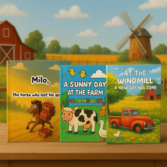 3-Book Farm Activity Bundle for Kids – Storybook and 2 Coloring Books – Rhyming, Calming, and Creative Fun for Ages 4–8, Preschool