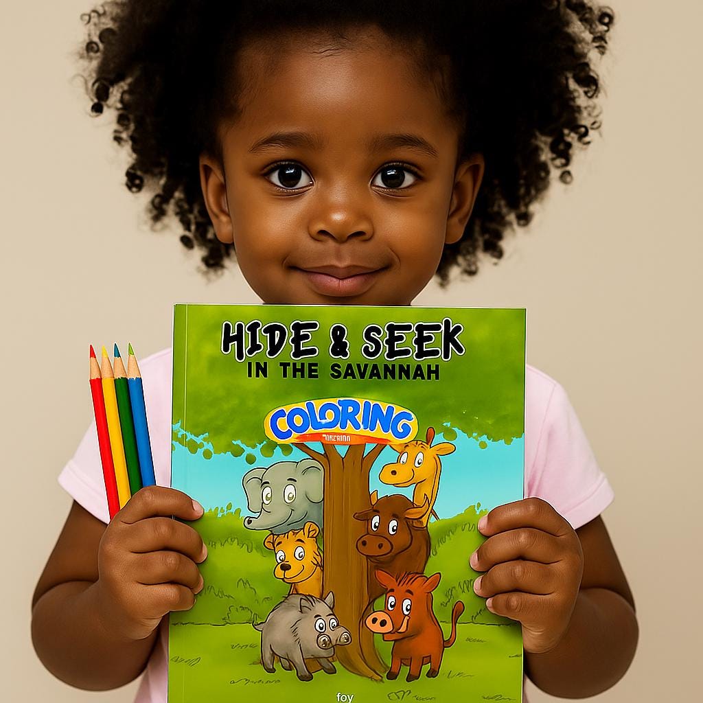 2-Book Hide and Seek in the Savannah Bundle for Kids Ages 4–8 | Funny Jungle Storybook + Printable Animal Coloring Activity Book