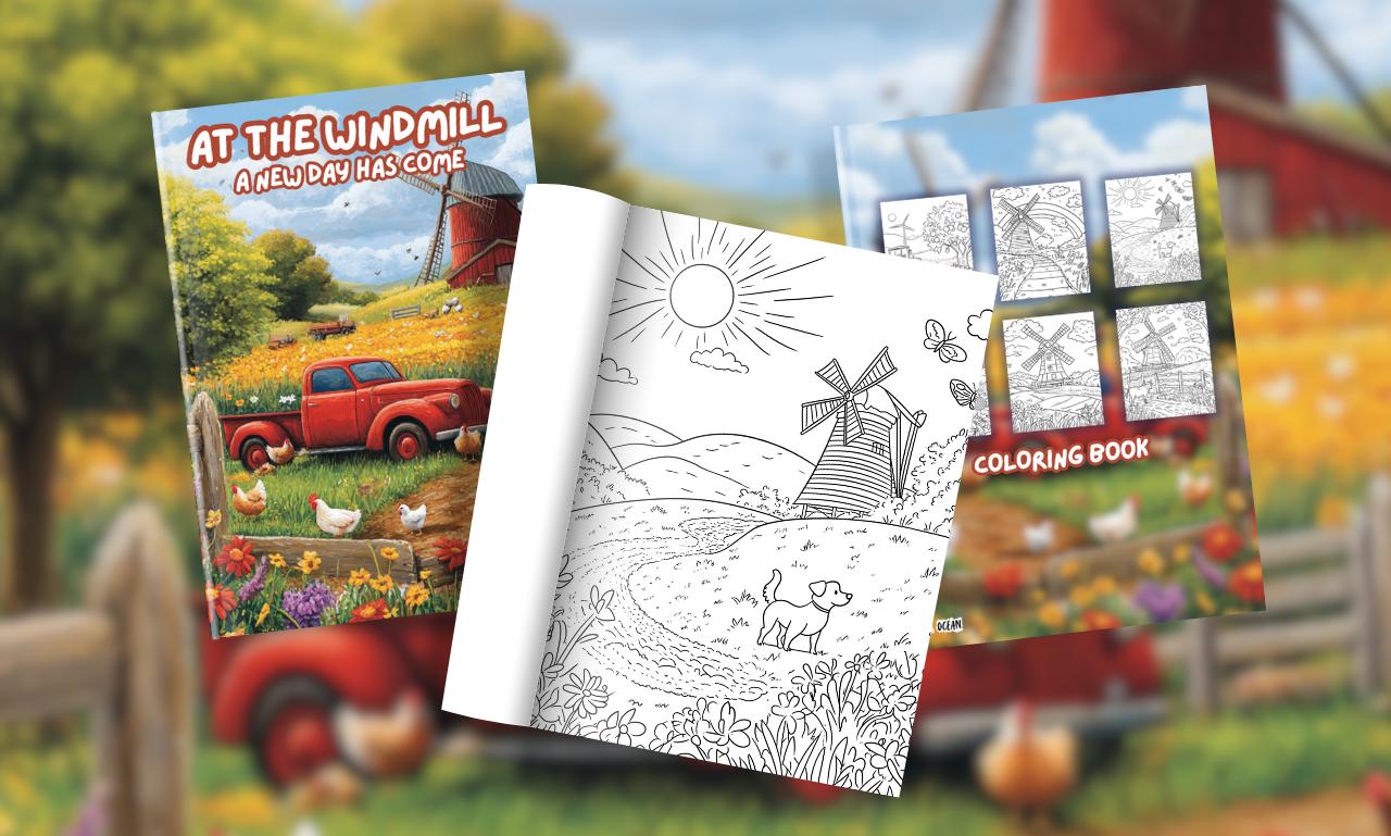 At the Windmill: A New Day Has Come – Relaxing Nature Coloring Book – Peaceful Rural Scenery for Calm Moments