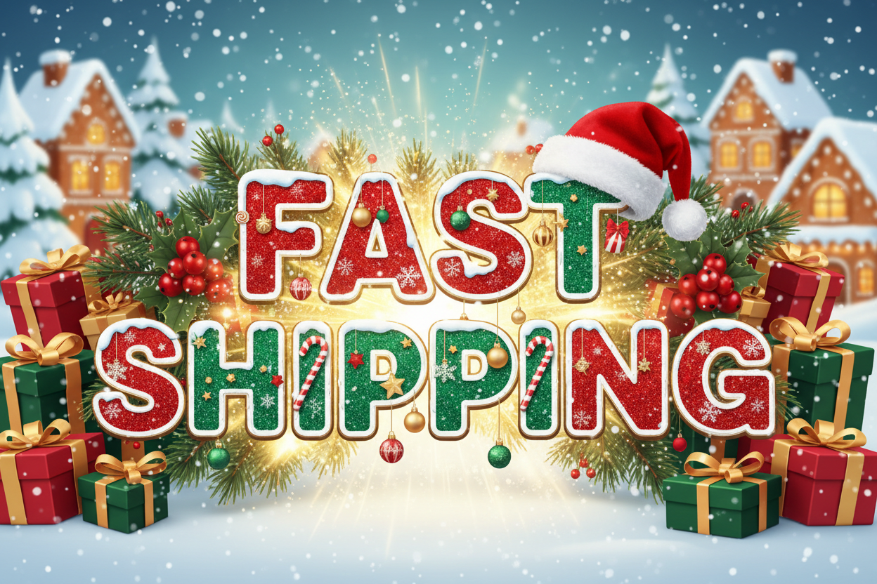 write fast shipping and make it christmas themed